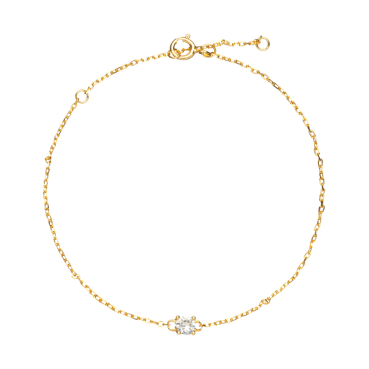 Single Round Zircon Golden Bracelet