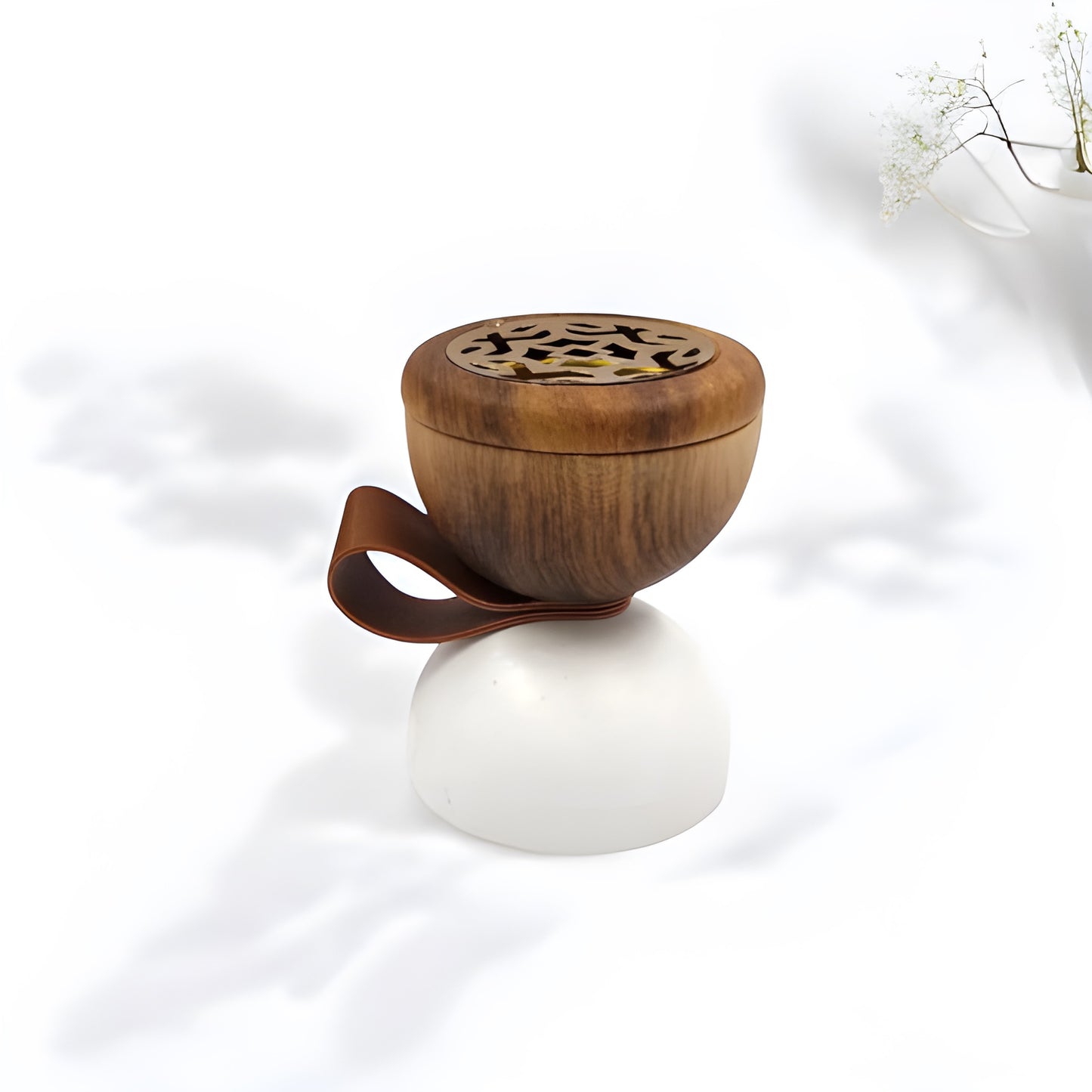 White and Wood Incense Burners