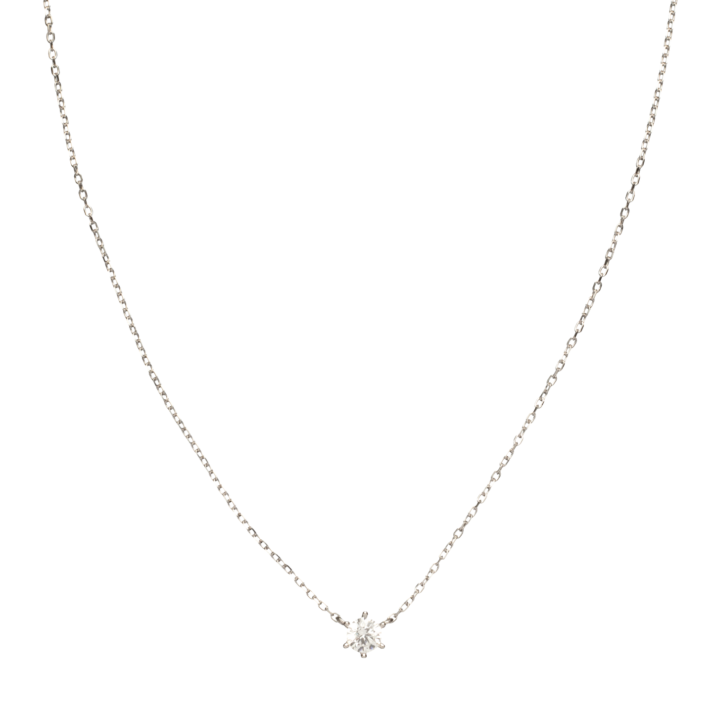 Single Sparkling Zircon Silver Necklace