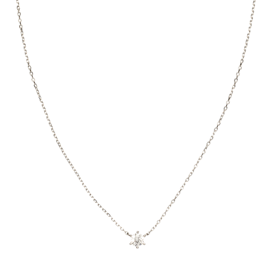 Single Sparkling Zircon Silver Necklace