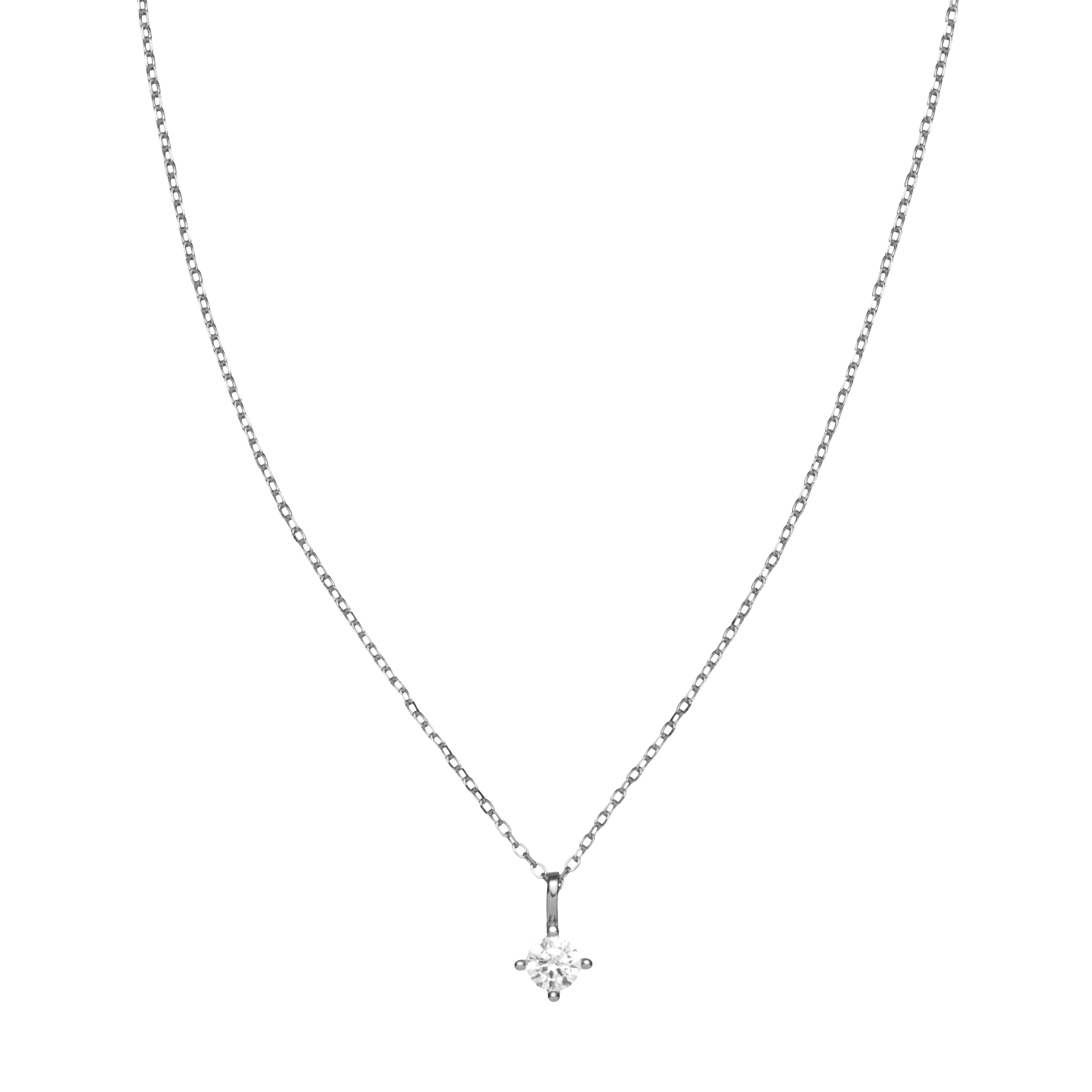 Four-Claw Single Zircon Silver Necklace