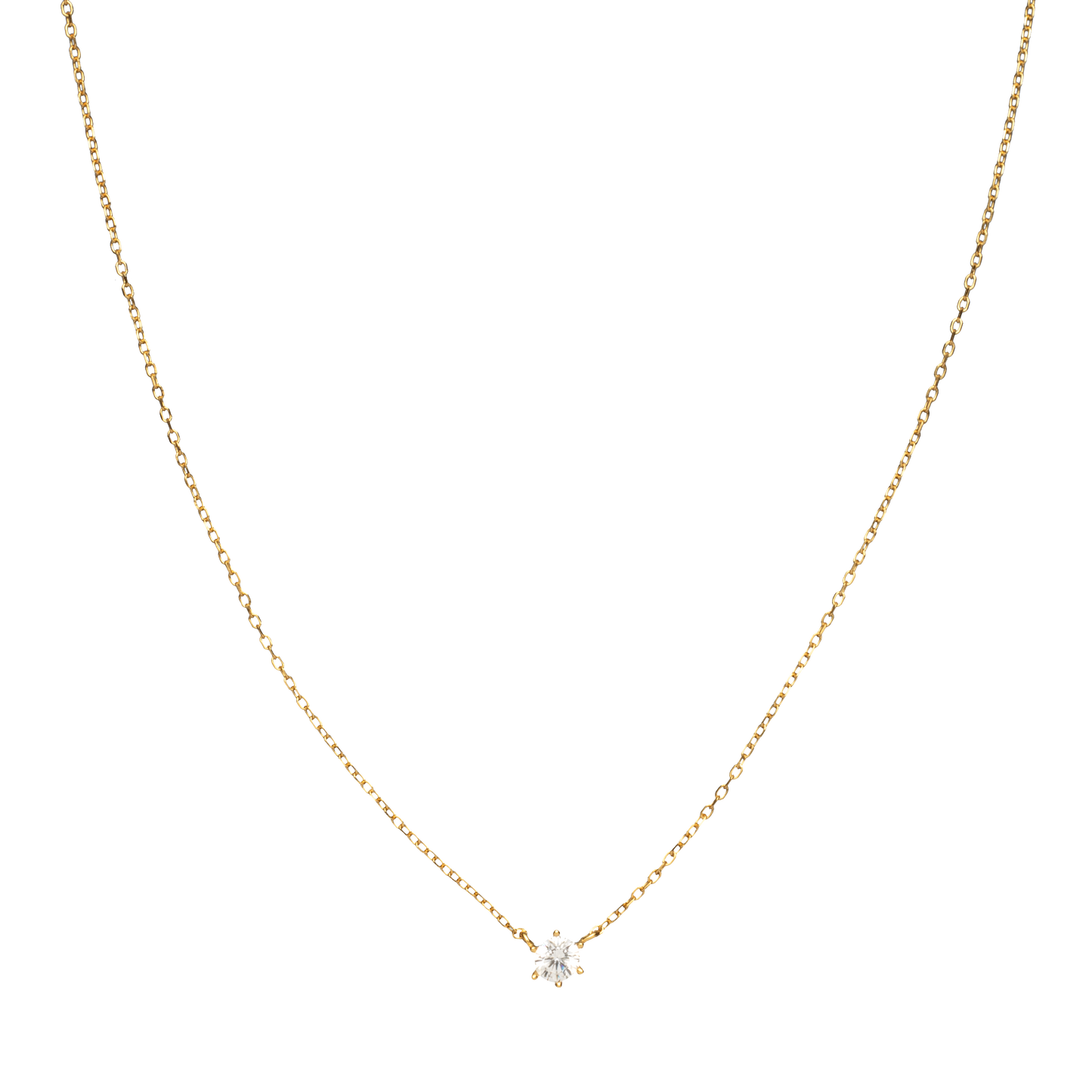 Single Sparkling Zircon Gold Necklace