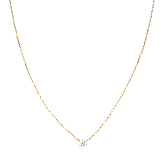 Single Sparkling Zircon Gold Necklace