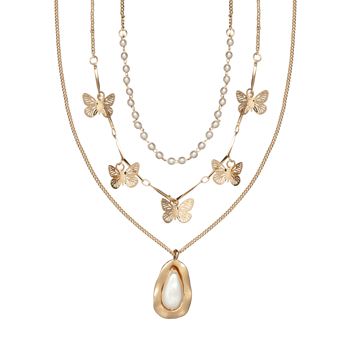 Butterfly and Pearls Necklace