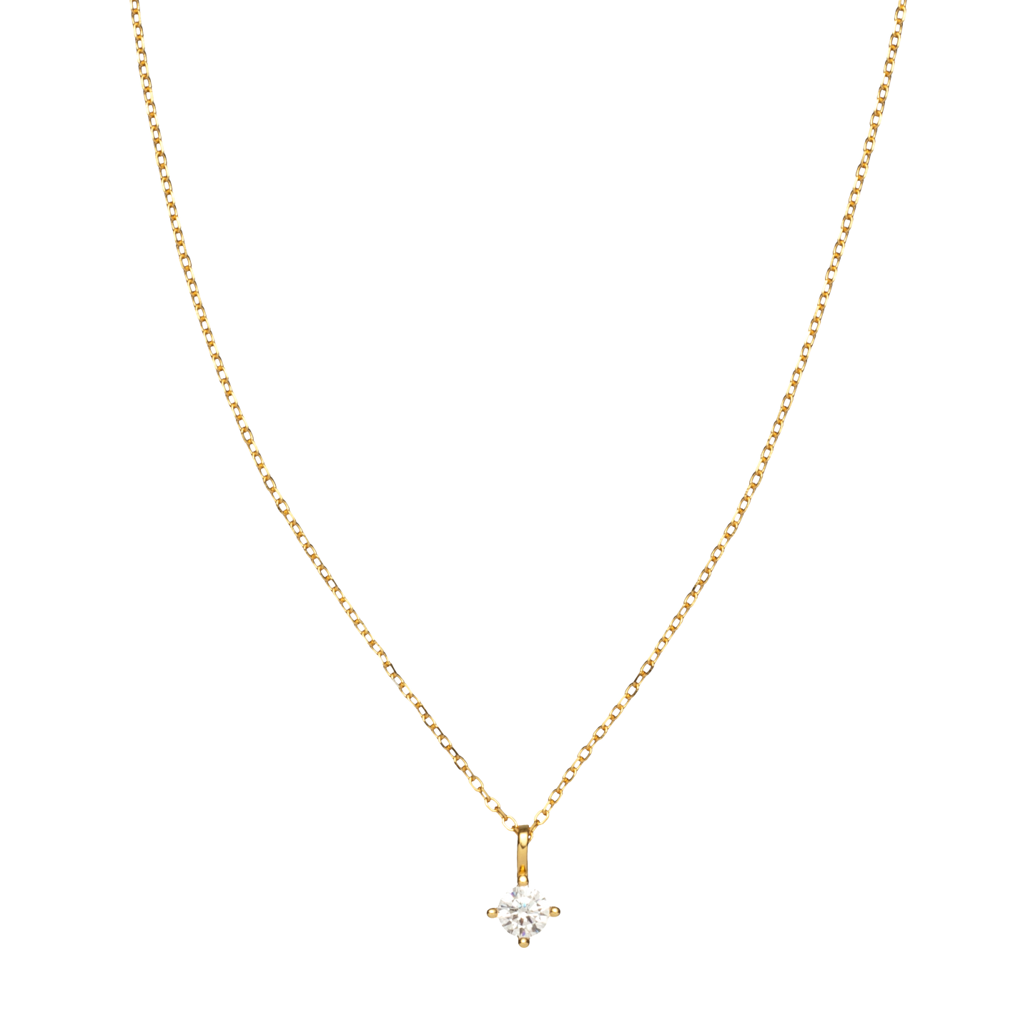 Four-Claw Single Zircon Golden Necklace