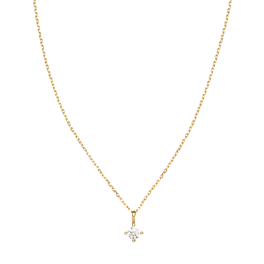 Four-Claw Single Zircon Golden Necklace