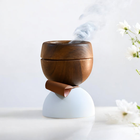 White and Wood Incense Burners