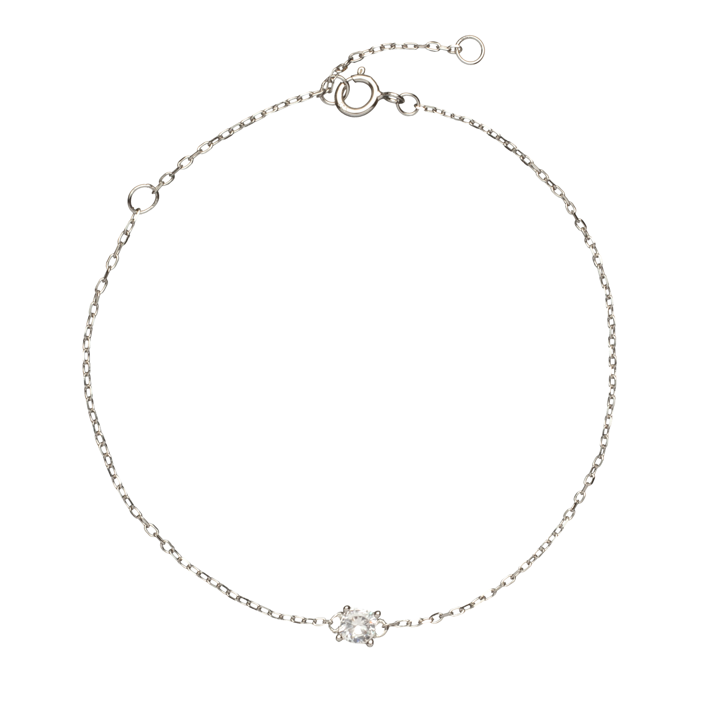 Single Round Zircon Silver Bracelet