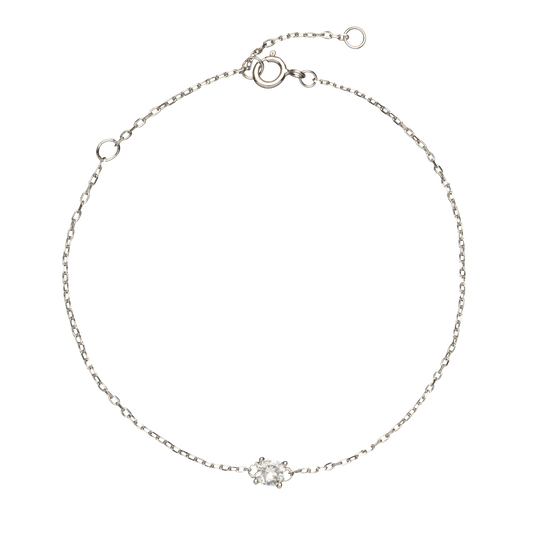 Single Round Zircon Silver Bracelet